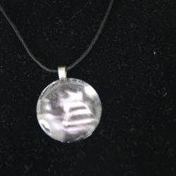 Blurry Cars Glass Pendant on Black Cord