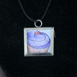 Cupcake Pendant on Black Cord