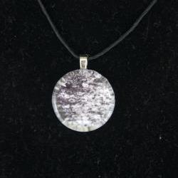 Black and White Texture Pendant on Black Cord