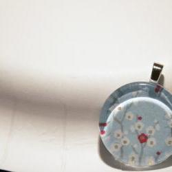 Red Blossom Pendant on Black Cord