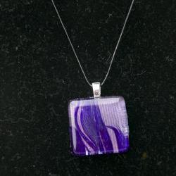 Purple Feather Pendant on Black Cord